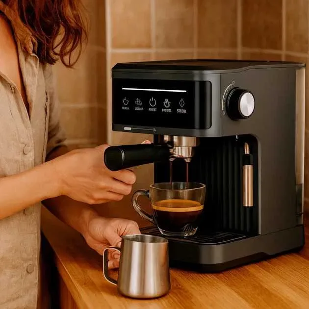 Кофемашина сенсорная рожковая Crownberg CB-1571 1,8л, 1200Вт с капучинатором, кофеварка кавомашинка, кавоварка, розница и опт — фото 2
