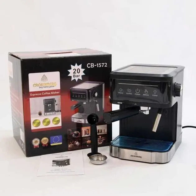 Кофемашина сенсорная рожковая Crownberg CB-1571 1,8л, 1200Вт с капучинатором, кофеварка кавомашинка, кавоварка, розница и опт — фото 8