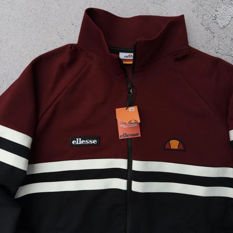Кофта Олімпійка Ellesse бордова чоловіча | Олимпийка ретро мужская Еллис бордо - черная — фото 2