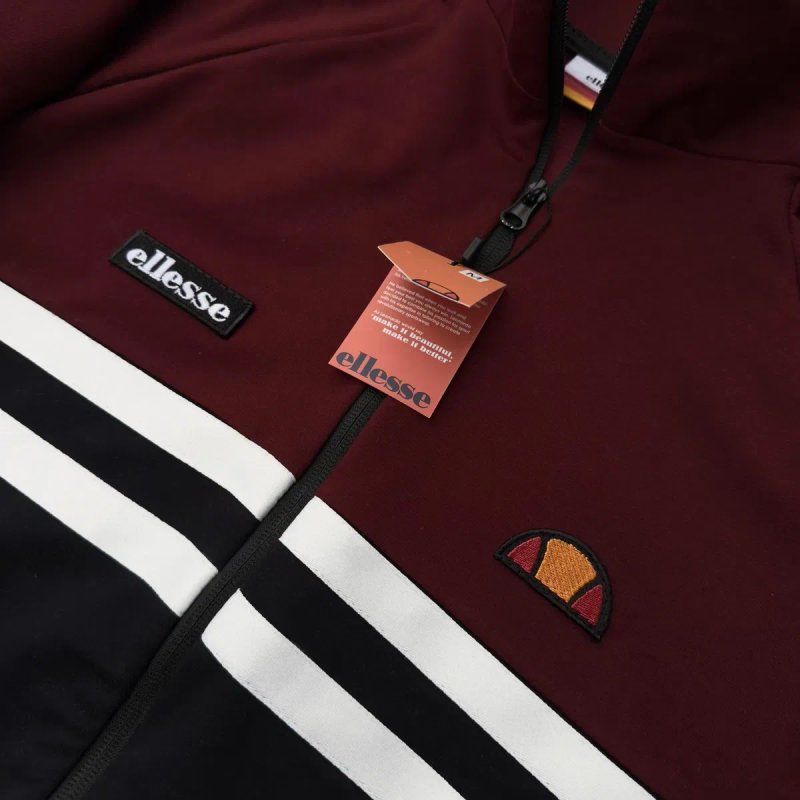 Кофта Олімпійка Ellesse бордова чоловіча | Олимпийка ретро мужская Еллис бордо - черная — фото 3