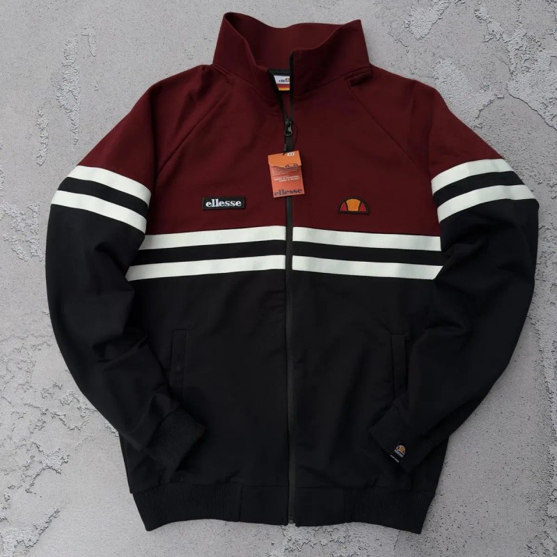 Кофта Олімпійка Ellesse бордова чоловіча | Олимпийка ретро мужская Еллис бордо - черная — фото 7