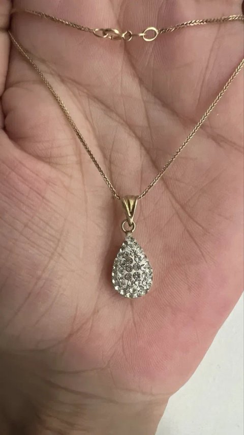 Колье золото 585 камни Swarovski вес 2,11 длина 50