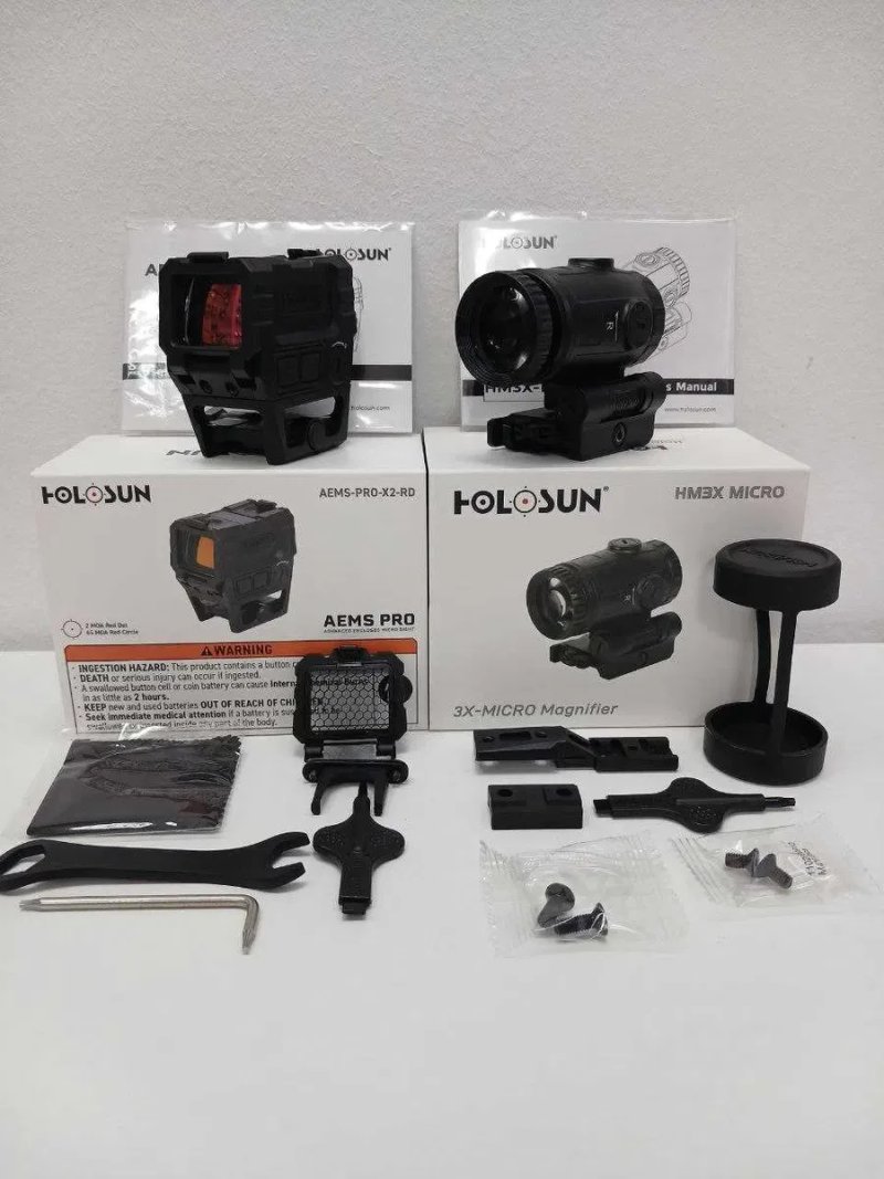 Комплект.  Holosun AEMS-PRO-X2-RD + HM3X-MICRO —коллиматор + увеличитель +Чохол AEMS у ПОДАРУНОК — фото 2