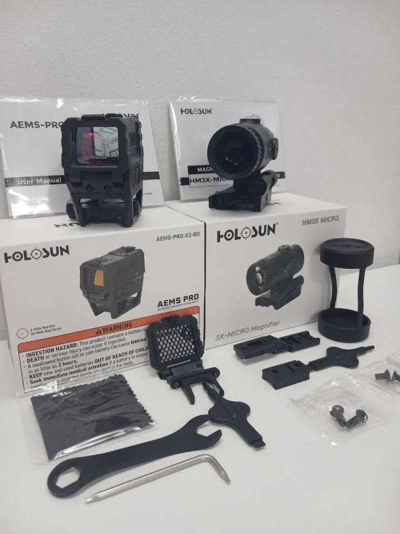 Комплект.  Holosun AEMS-PRO-X2-RD + HM3X-MICRO —коллиматор + увеличитель +Чохол AEMS у ПОДАРУНОК — фото 4