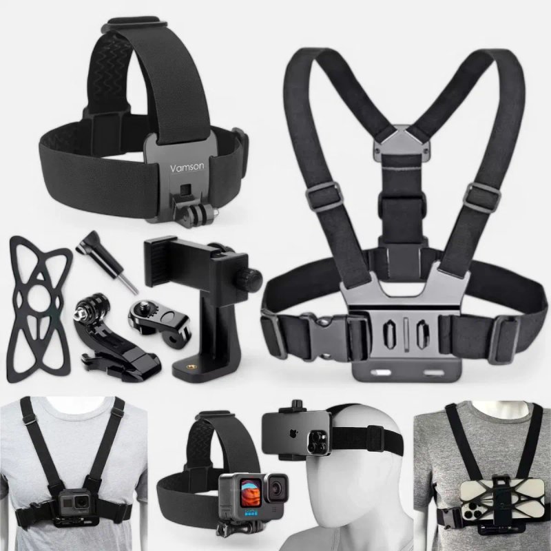 Комплект! Крепление для экшн камер GoPro и телефонов на грудь и голову — фото 2