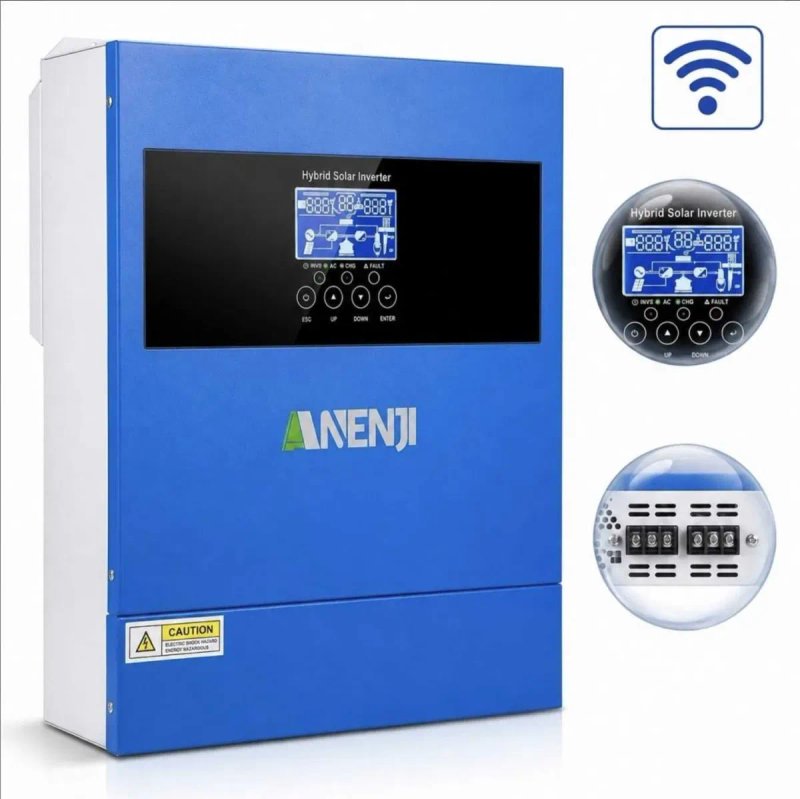 Комплект резервного питания Anenji 4,2 кВт + 2 LiFePO4 100Ah, гибридный инвертор Wi-Fi, АКБ Bluetooth УСТАНОВКА — фото 3