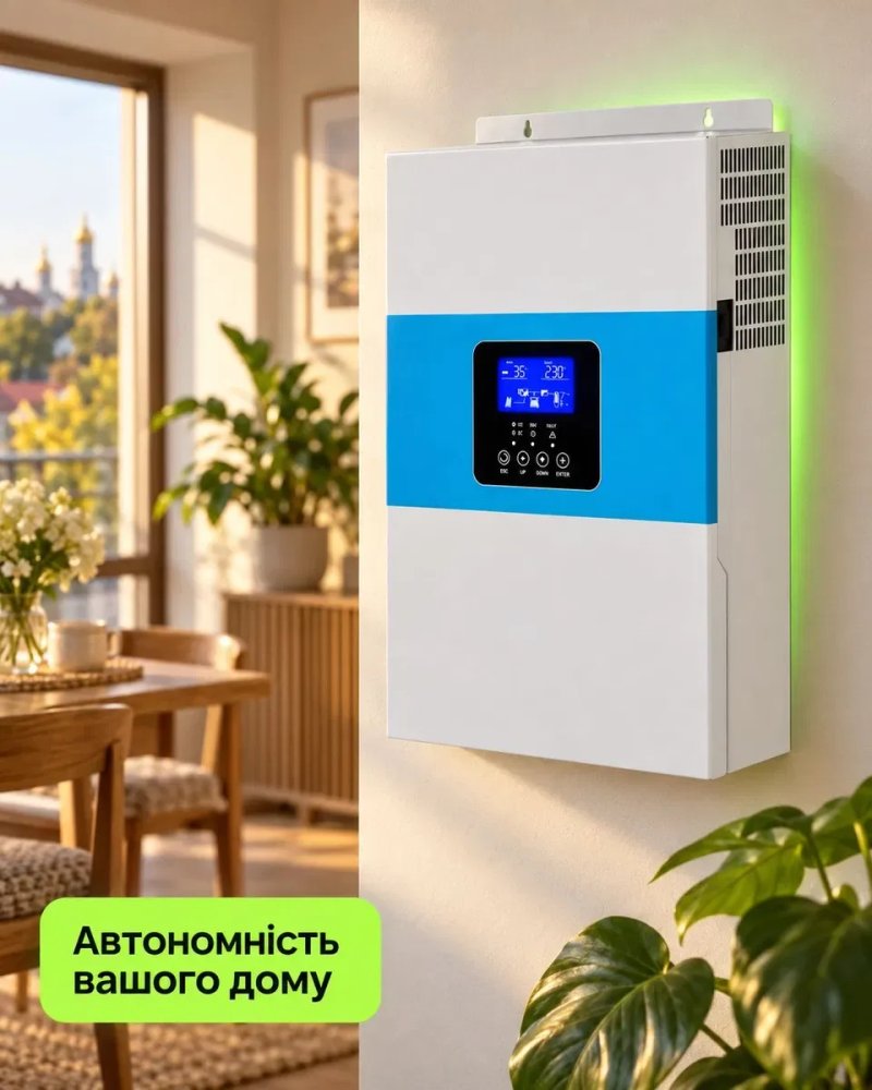 Комплект резервного живлення 10 кВт 2 акумулятори Felicity 10.24 кВт smart BMS LiFePO4 6000 циклів + гібридний сонячний інвертор 5.5 кВт Daxtromn ДБЖ — фото 8