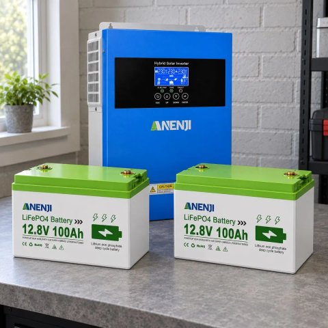 Комплект резервного живлення Anenji 4 кВт 24 В Wi-Fi та Bluetooth + 2 акумулятори LiFePO4 200Ah 2.5 кВт тихий в квартиру система ДБЖ для дому 200 а