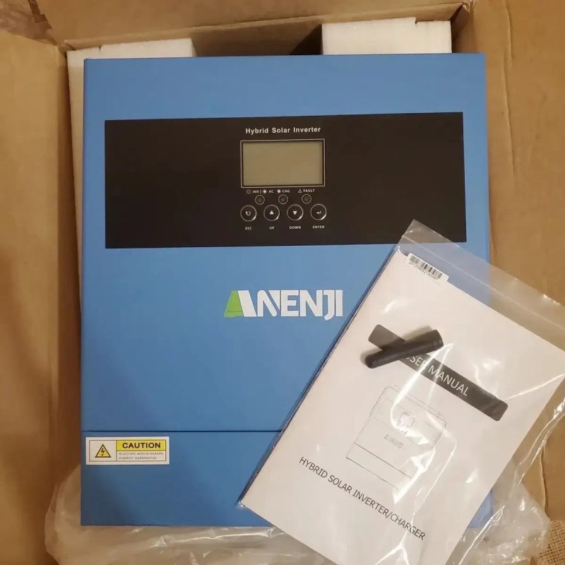 Комплект резервного живлення Anenji 4 кВт 24 В Wi-Fi та Bluetooth + 2 акумулятори LiFePO4 200Ah 2.5 кВт тихий в квартиру система ДБЖ для дому 200 а — фото 4