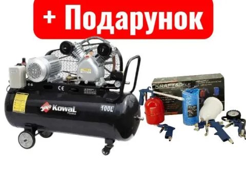 Компресор масляний 100 л KowaPolska 450л/хв 3.5кВт компрессор масляный ремінний компресор повітряний масляний компресор 100 літрів воздушный