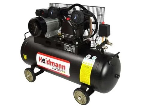 Компресор масляний двопоршневий 100л 10 бар 1.8кВт Heidmann H00723 компресор ремінний компрессор масляный двухпоршневой