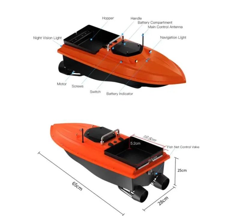 Кораблик для рыбалки карповый D80B GPS 100 точек 46800 mAh Рибацький Прикормочный Короповий — фото 4