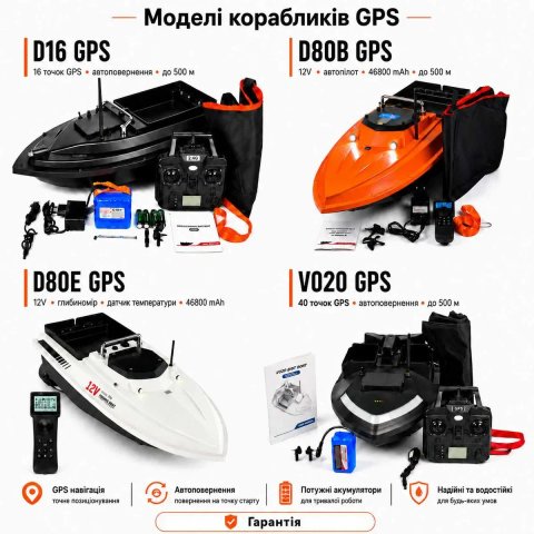 Кораблик для рыбалки карповый GPS для прикормки Прикормочный Flytec V020 GPS 40 точек 12000 mah Короповий Рибацький для риболовлі