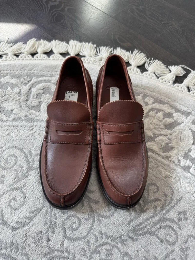 Коричневі шкіряні пені лофери Clarks CraftJames Lofer 43,5 - 27,5 см — фото 2
