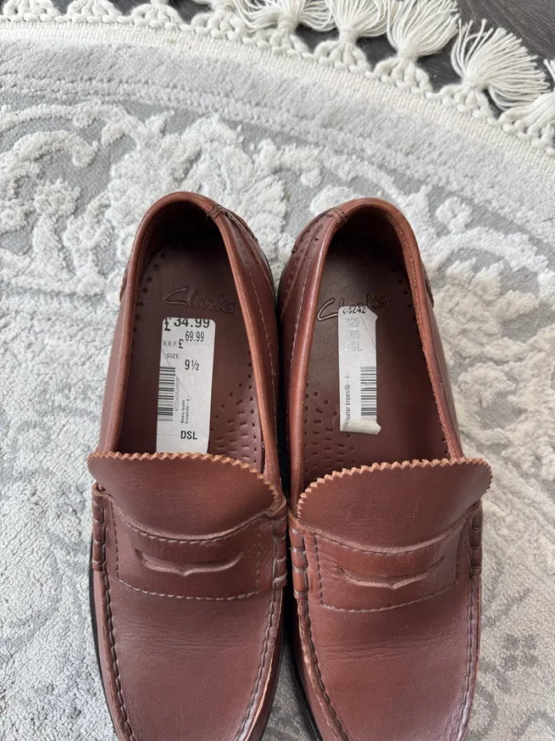 Коричневі шкіряні пені лофери Clarks CraftJames Lofer 43,5 - 27,5 см — фото 4