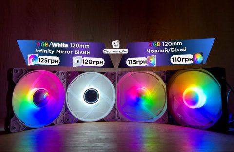 Корпусний Кулер Вентилятор 120mm RGB QiuzAim для ПК Чорний/Білий