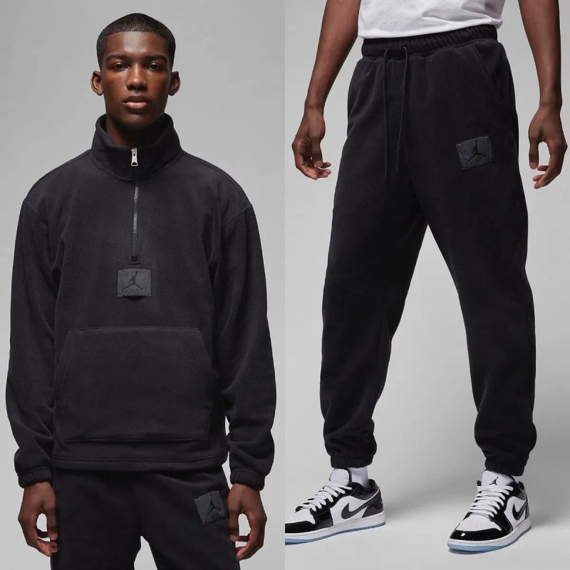 Костюм Nike Jordan Flight Polar Fleece Black Теплый Флис Штаны Худи — фото 4