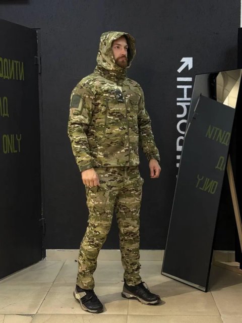 Костюм тактичний військовий Soft Shell Софтшелл Мультикам на флісі куртка штани Outdoor Equipment S-XXXL