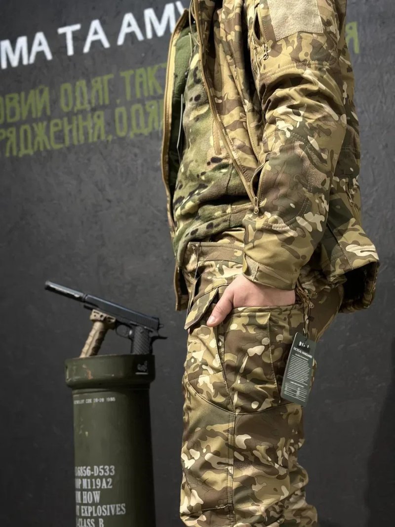 Костюм тактичний військовий VANGUARD Мультикам Soft Shell утеплений Софтшелл куртка + штани Tactical S-XXXXL — фото 5