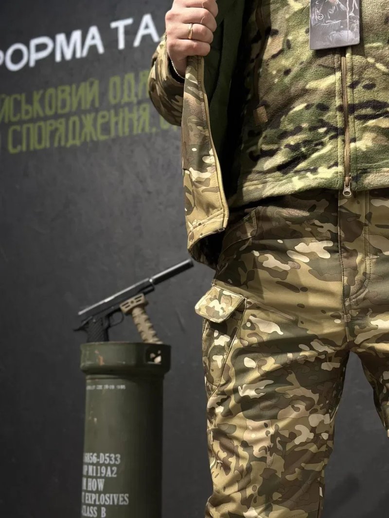 Костюм тактичний військовий VANGUARD Мультикам Soft Shell утеплений Софтшелл куртка + штани Tactical S-XXXXL — фото 7
