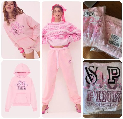 Костюм жіночий вікторія сікрет вільний крій легкий фліс victoria's secret pink - оригінал США