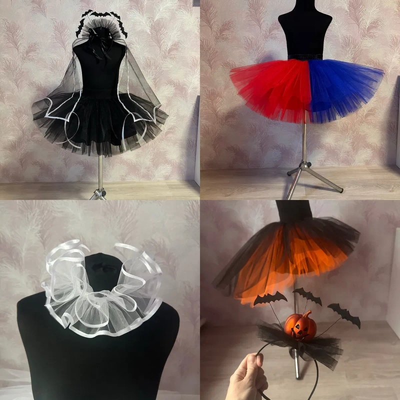 Костюми на Halloween хелоуін гелоуін кажан наречена клоун  чорна фатинова юбка, спідниця зі шлейфом — фото 5