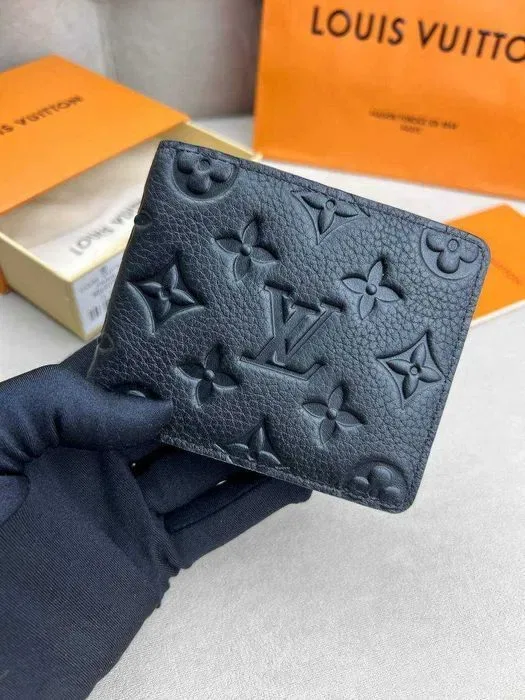 Кожаный черный бумажник Louis Vuitton кошелек Луи Виттон k415 — фото 2