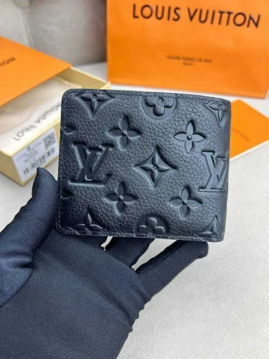 Кожаный черный бумажник Louis Vuitton кошелек Луи Виттон k415 — фото 3
