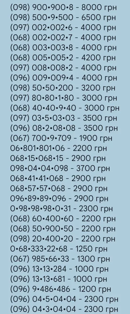Красивые номера Киевстар платиновые золотые брильянтовые діамантові Sim-карты VIP | оптом, дропшиппинг | элитные комбинации оператора Київстар, пакет — фото 5