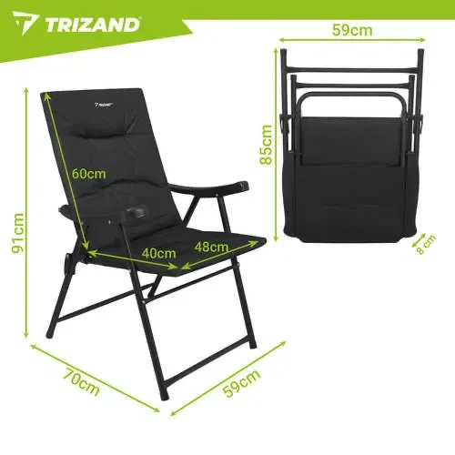 Крісло розкладне Trizand 27610 Чорний рибацьке кірсло Туристичне крісло стул рибацький — фото 6