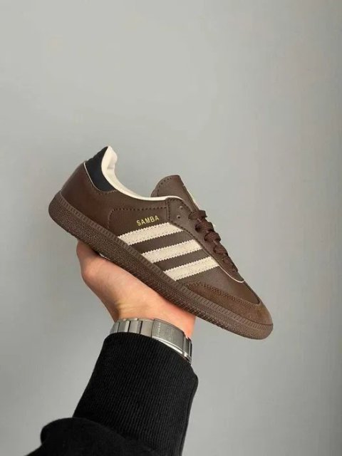 Кросівки Adidas Samba OG Dark Brown Beige Gum premium | Кроссовки Адидас жіночі