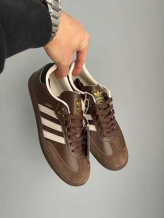 Кросівки Adidas Samba OG Dark Brown Beige Gum premium | Кроссовки Адидас жіночі — фото 2
