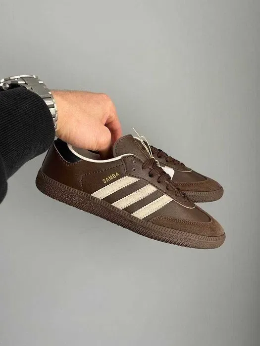 Кросівки Adidas Samba OG Dark Brown Beige Gum premium | Кроссовки Адидас жіночі — фото 3