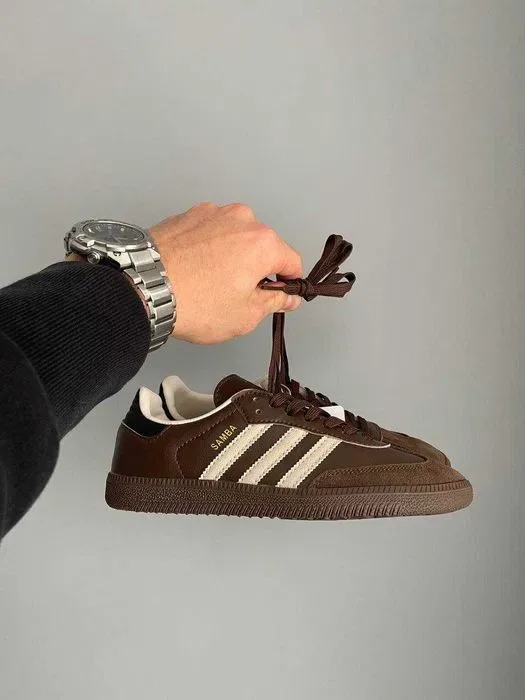 Кросівки Adidas Samba OG Dark Brown Beige Gum premium | Кроссовки Адидас жіночі — фото 4