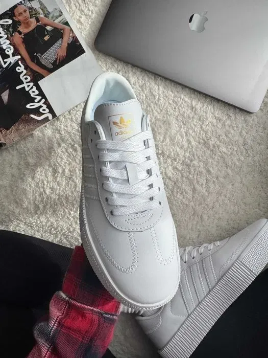 Кросівки Adidas Samba Platform Triple White premium | Кроссовки Адидас жіночі чоловічі — фото 2