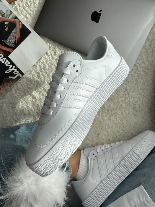 Кросівки Adidas Samba Platform Triple White premium | Кроссовки Адидас жіночі чоловічі — фото 5