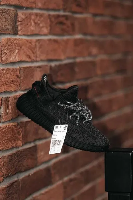 Кросівки Adidas Yeezy Boost 350 V2 Reflective Laces Premium Black | Кроссовки Адидас чоловічі жіночі — фото 6