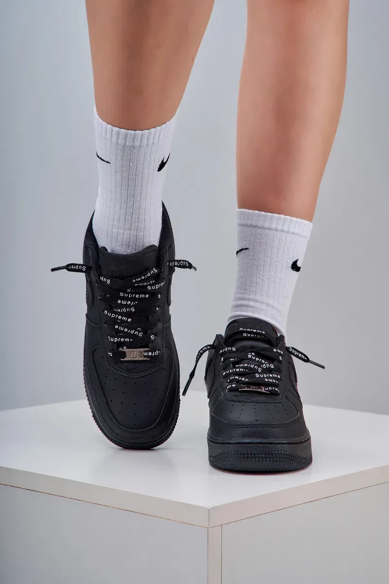 Кросівки Кроссовки Nike Air Force 1 x Supreme Black Чорний Чёрные повсякденні — фото 2