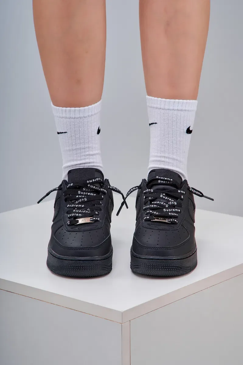 Кросівки Кроссовки Nike Air Force 1 x Supreme Black Чорний Чёрные повсякденні — фото 3