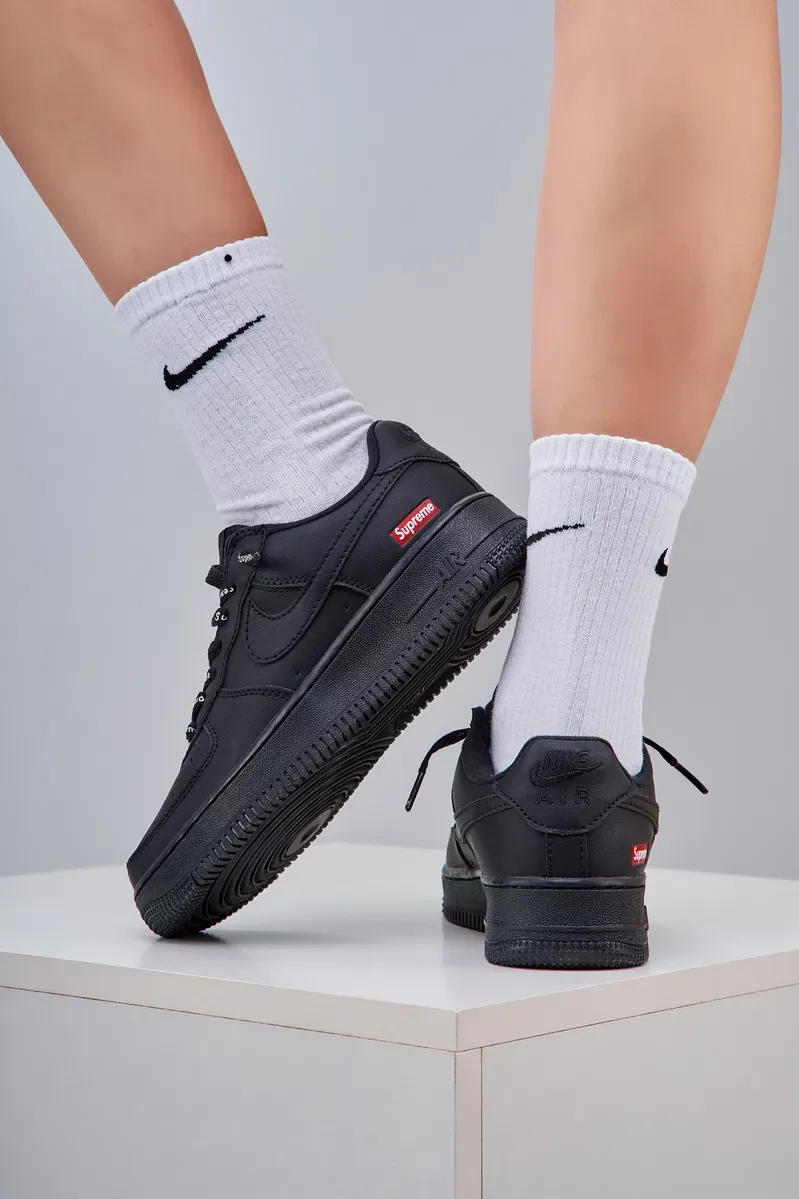 Кросівки Кроссовки Nike Air Force 1 x Supreme Black Чорний Чёрные повсякденні — фото 5
