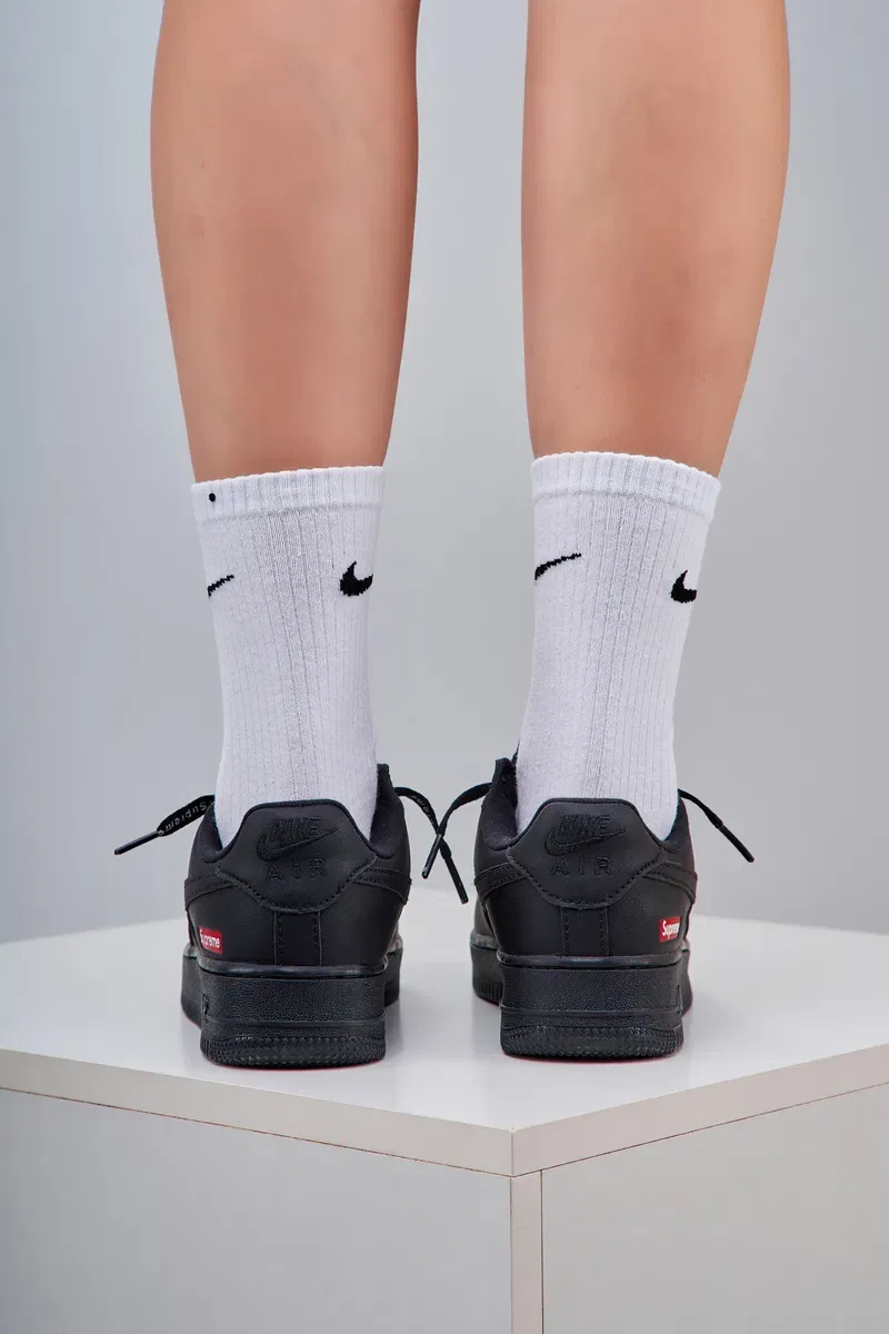 Кросівки Кроссовки Nike Air Force 1 x Supreme Black Чорний Чёрные повсякденні — фото 6