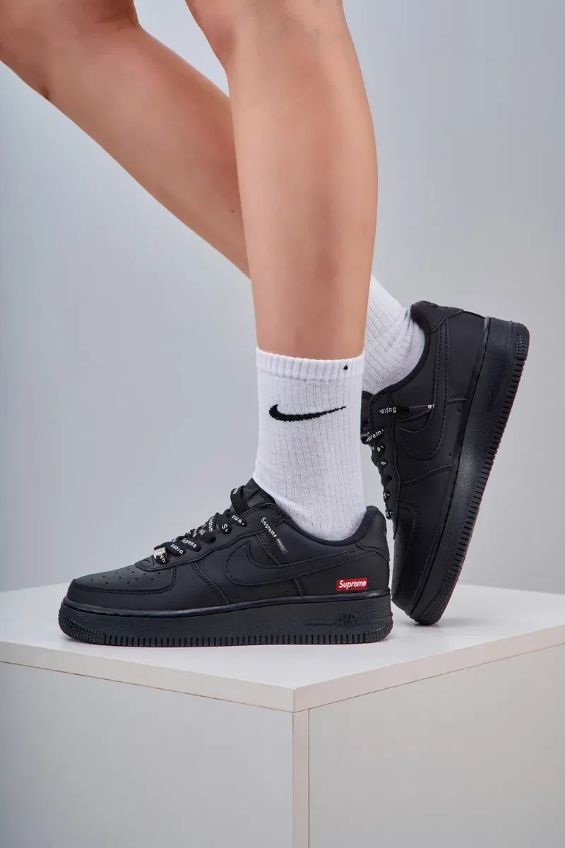 Кросівки Кроссовки Nike Air Force 1 x Supreme Black Чорний Чёрные повсякденні — фото 7