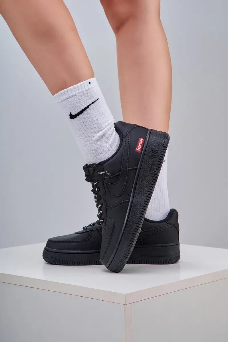 Кросівки Кроссовки Nike Air Force 1 x Supreme Black Чорний Чёрные повсякденні — фото 8