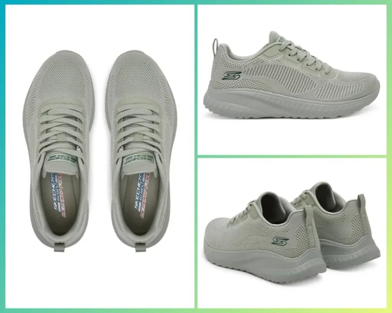 Кросівки літні жіночі скетчерс (SKECHERS Bobs Squad)білий,пудра,чорний — фото 2