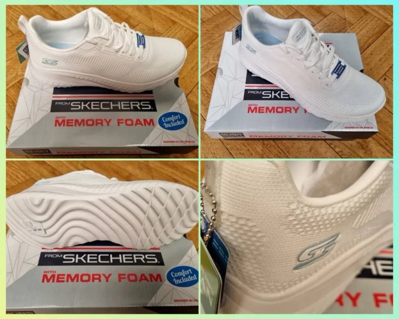 Кросівки літні жіночі скетчерс (SKECHERS Bobs Squad)білий,пудра,чорний — фото 7