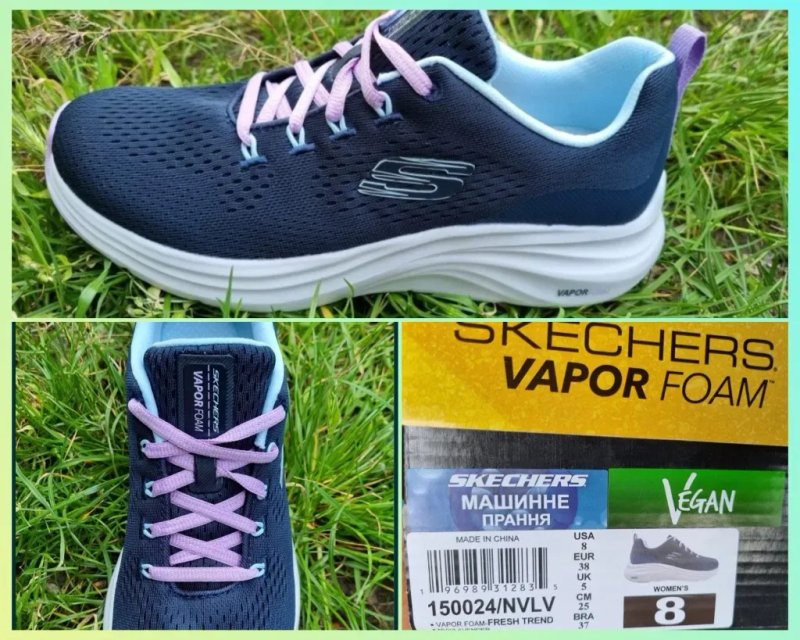 Кросівки літні жіночі скетчерс (SKECHERS Bobs Squad)білий,пудра,чорний — фото 8