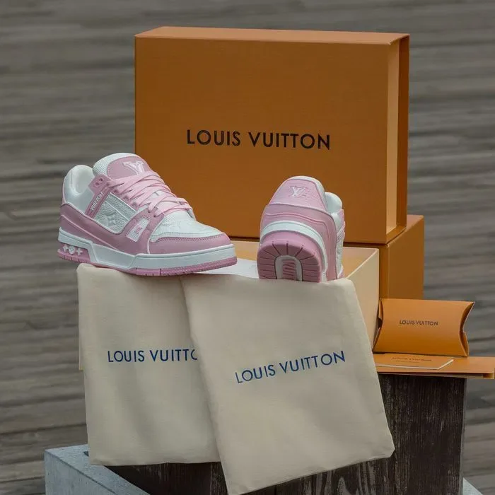 Кросівки Louis Vuitton LV Trainer Sneakers White/Pink (Люкс якість) | Кроссовки жіночі — фото 3