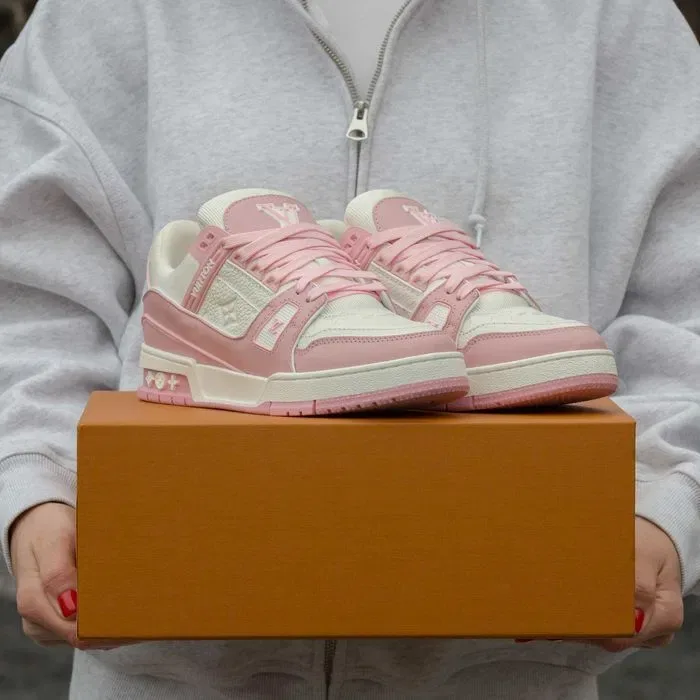 Кросівки Louis Vuitton LV Trainer Sneakers White/Pink (Люкс якість) | Кроссовки жіночі — фото 4