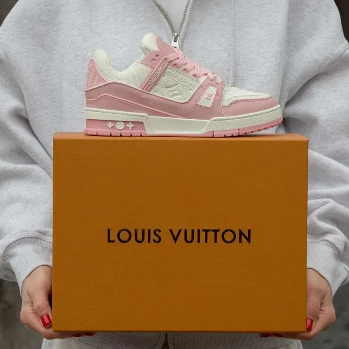 Кросівки Louis Vuitton LV Trainer Sneakers White/Pink (Люкс якість) | Кроссовки жіночі — фото 7