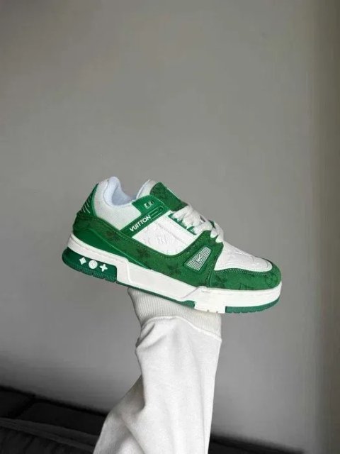 Кросівки Louis Vuitton Trainer Sneaker White/Green premium u2 | Кроссовки жіночі чоловічі